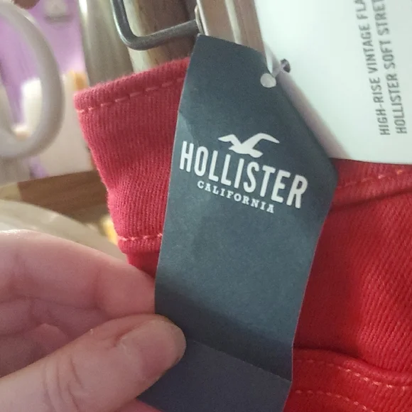 NWT Hollister Size 11R Red Flare Jeans - Picture 5 of 8